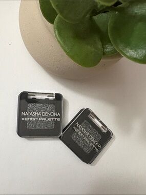 LOT 2 NEW NATASHA DENONA Xenon Palette CYGNUS Black Glitter Pressed Eyeshadow